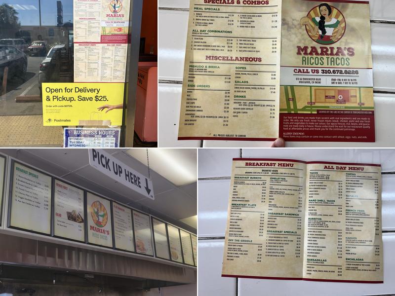 Maria's Ricos Tacos Menu