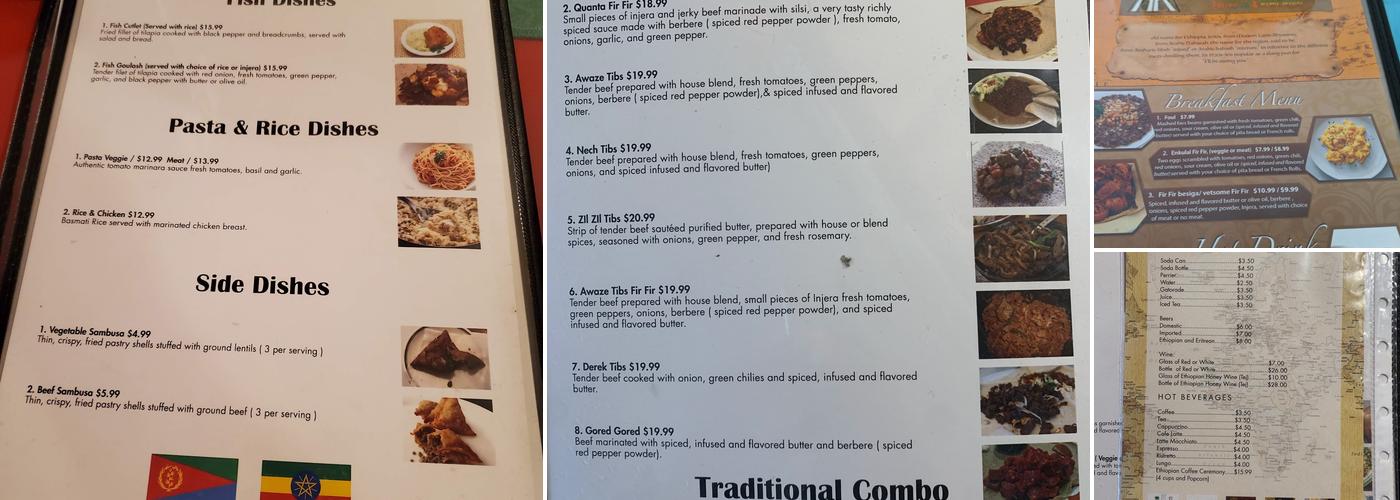Abyssinia Restaurant Menu