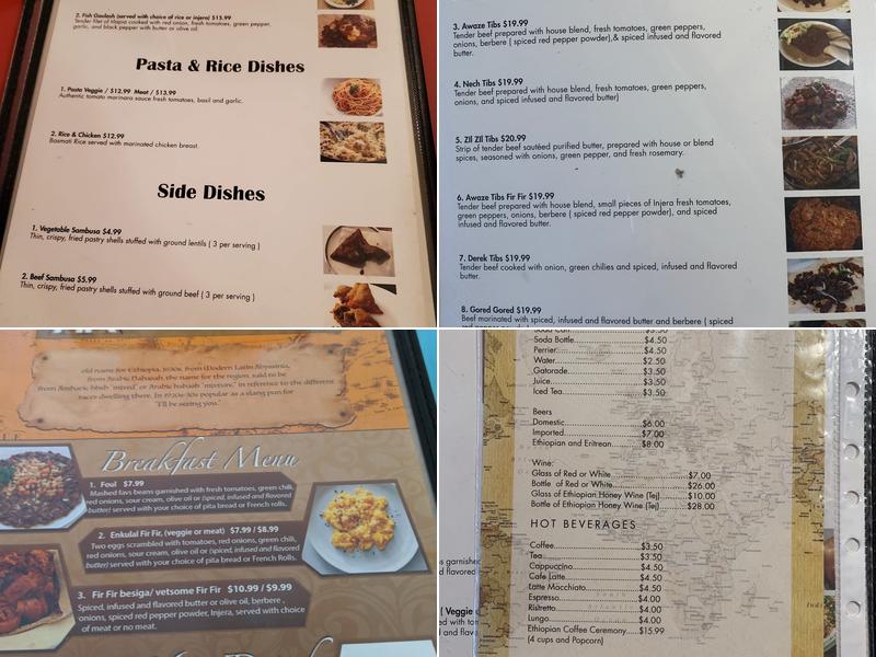 Abyssinia Restaurant Menu