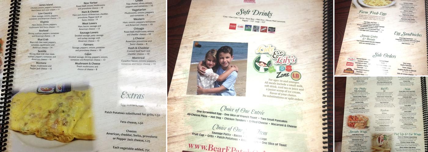 Bear E Patch Cafe West Menu