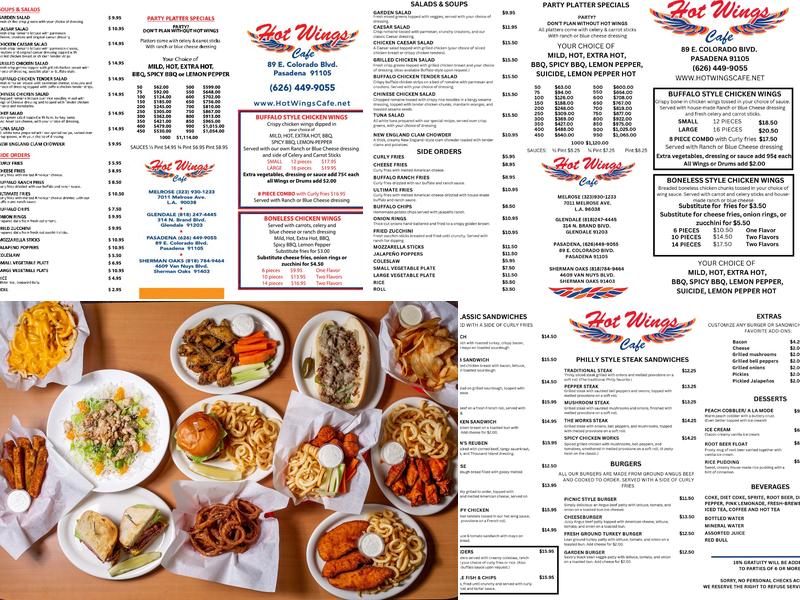 Hot Wings Cafe Menu