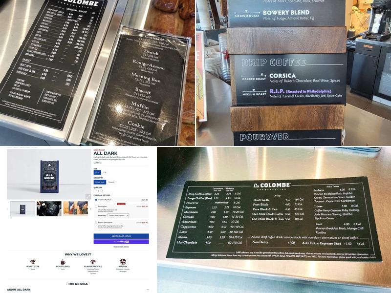 La Colombe Frogtown Cafe and Roastery Menu