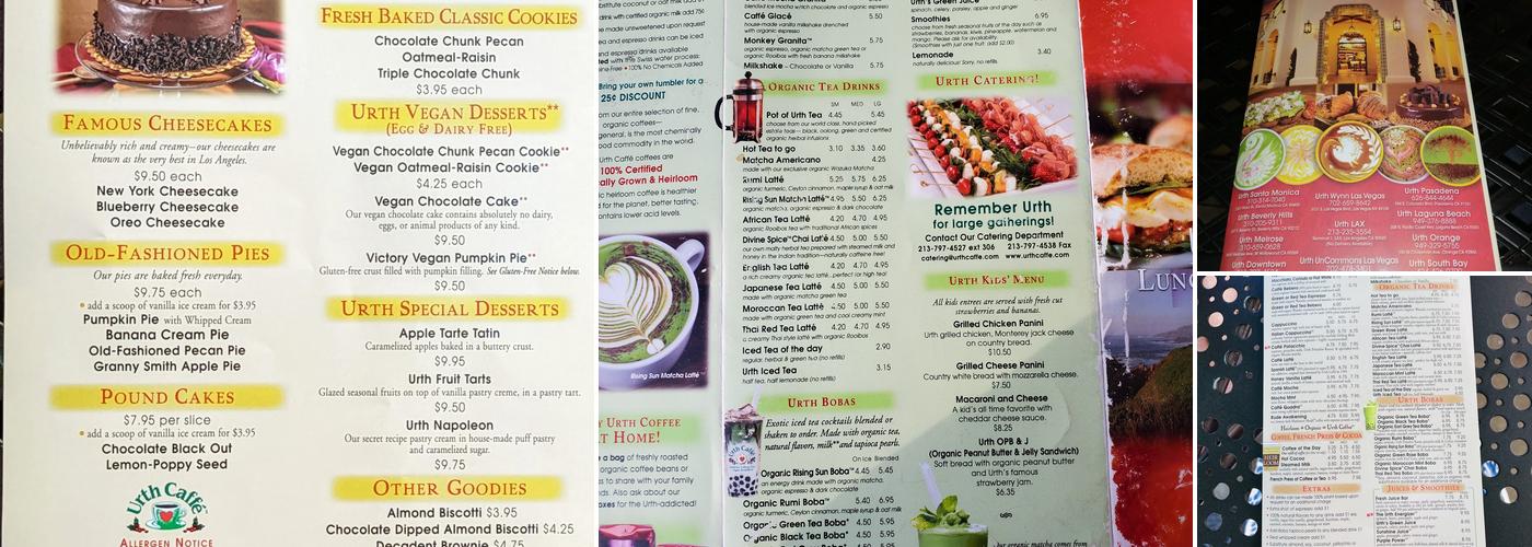 Urth Caffe Pasadena Menu