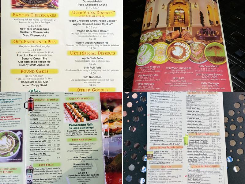 Urth Caffe Pasadena Menu