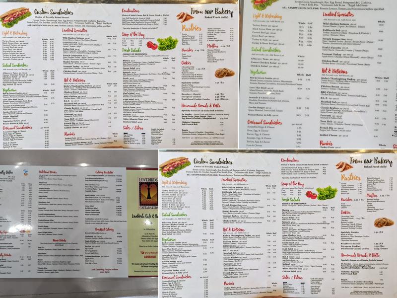 Lovebirds Cafe & Bakery Menu