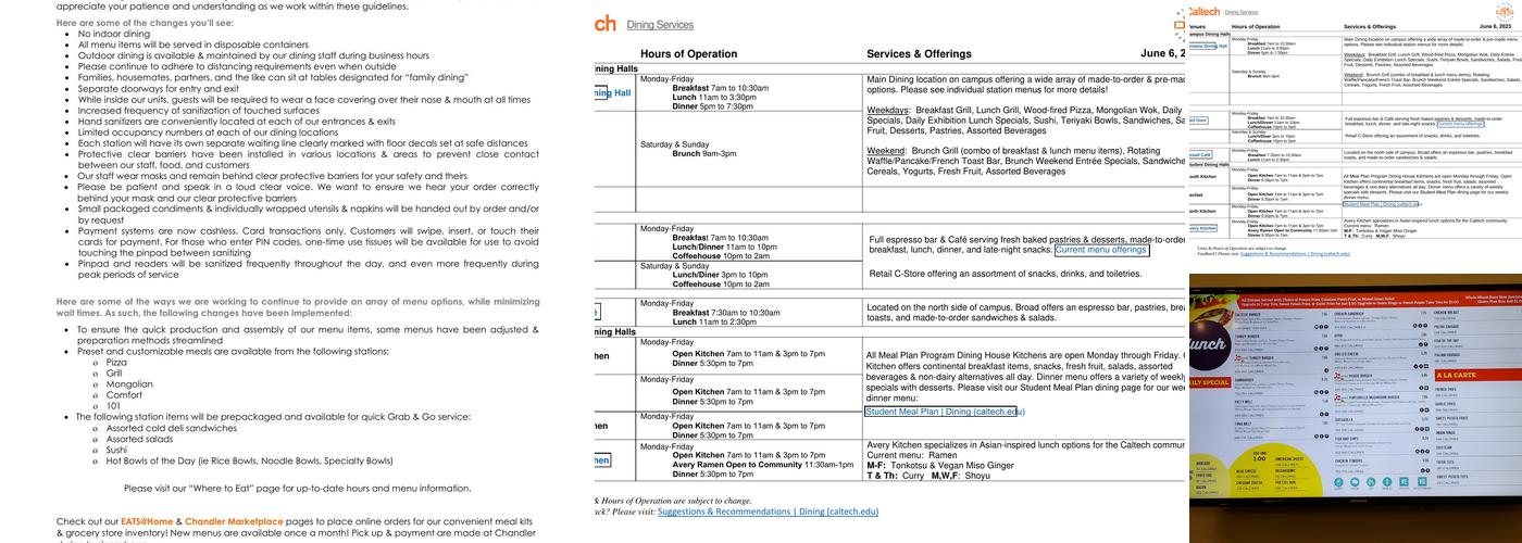 Lee F. Browne Dining Hall Menu