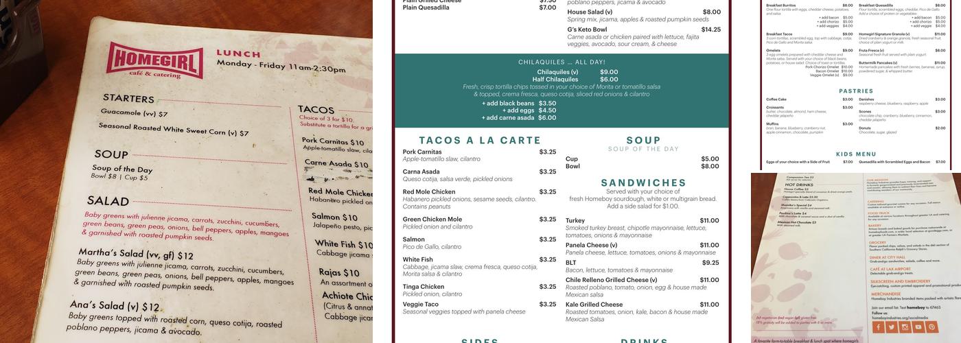 Homegirl Café Menu