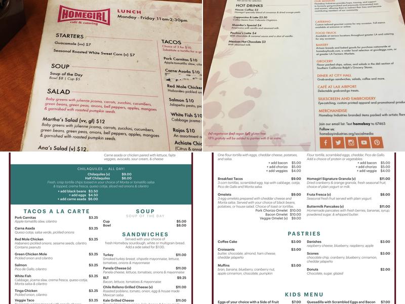 Homegirl Café Menu