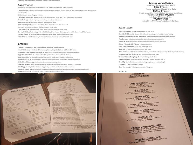 Rockin' Fish Menu
