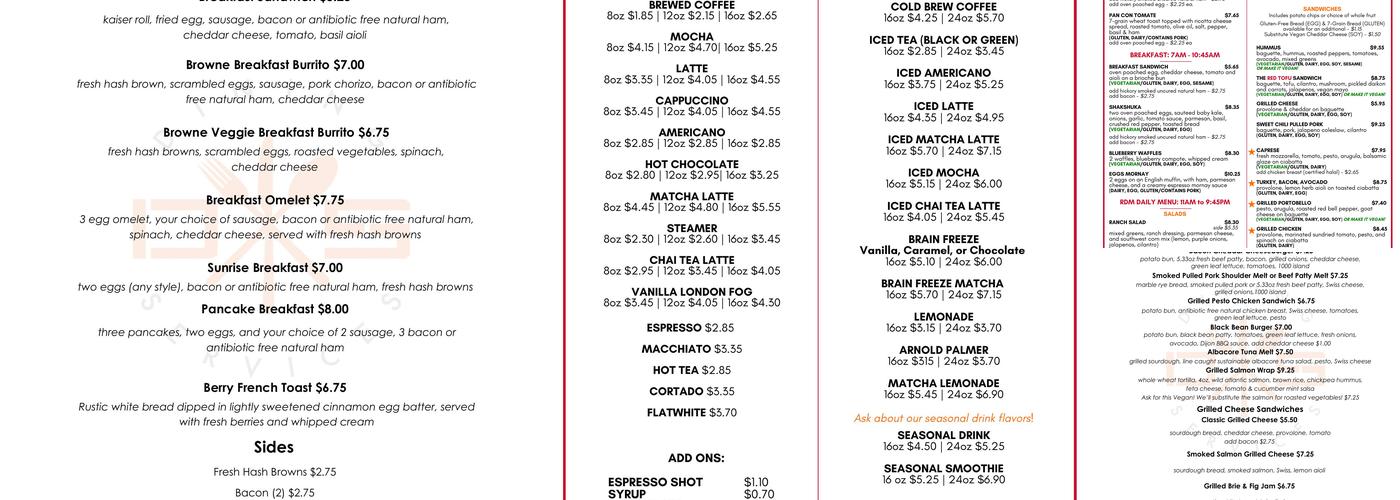 The Café at Broad Menu