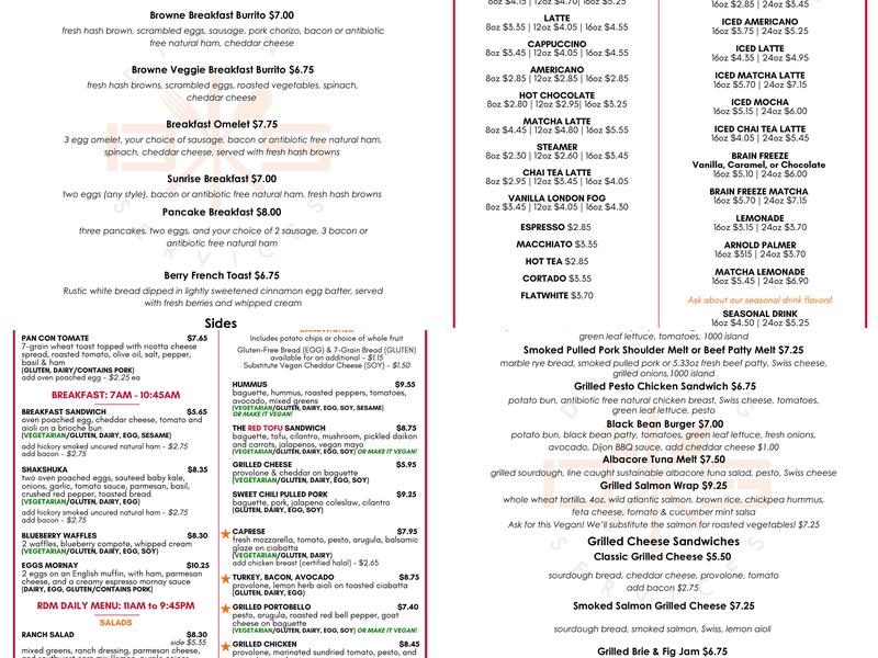 The Café at Broad Menu