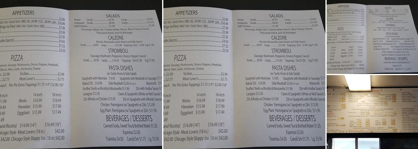 Primo's Pizzeria Menu