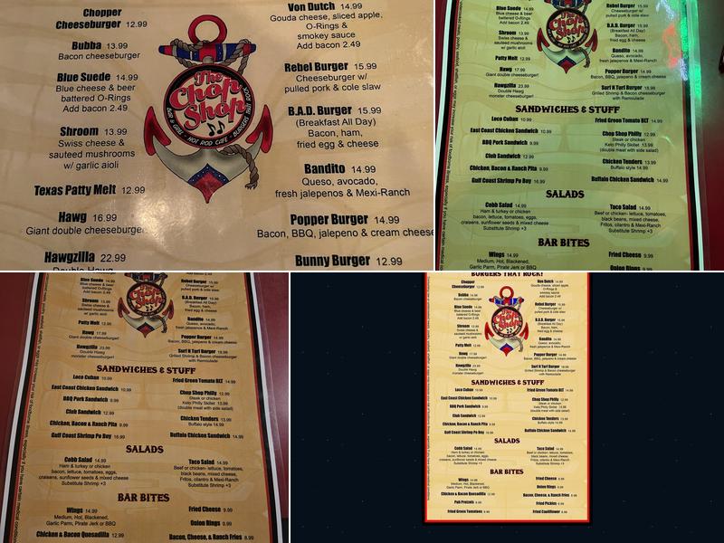 The Chop Shop Menu