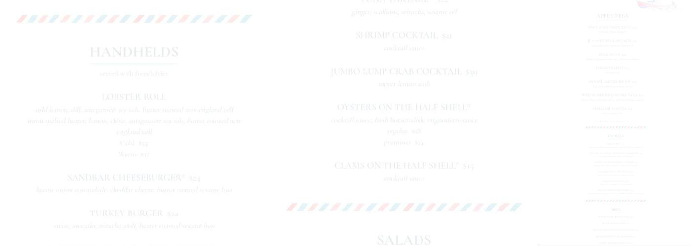 Sandbar Menu