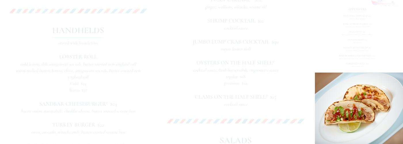 Sandbar Menu