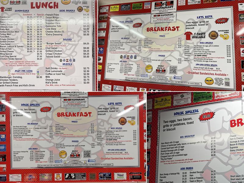 S&L Restaurant Menu