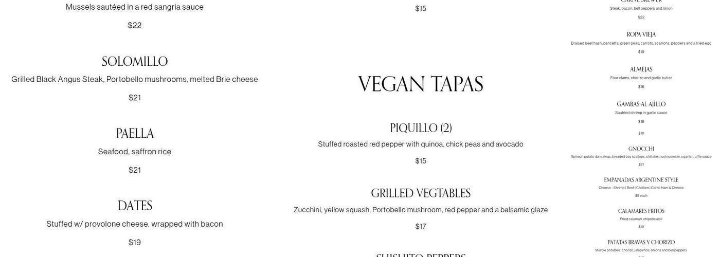 Cafe Buenos Aires Menu