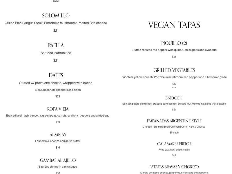 Cafe Buenos Aires Menu