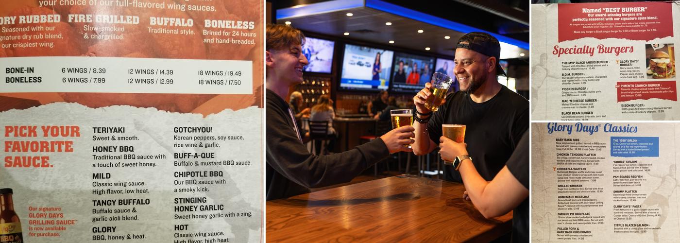 Glory Days Grill Menu