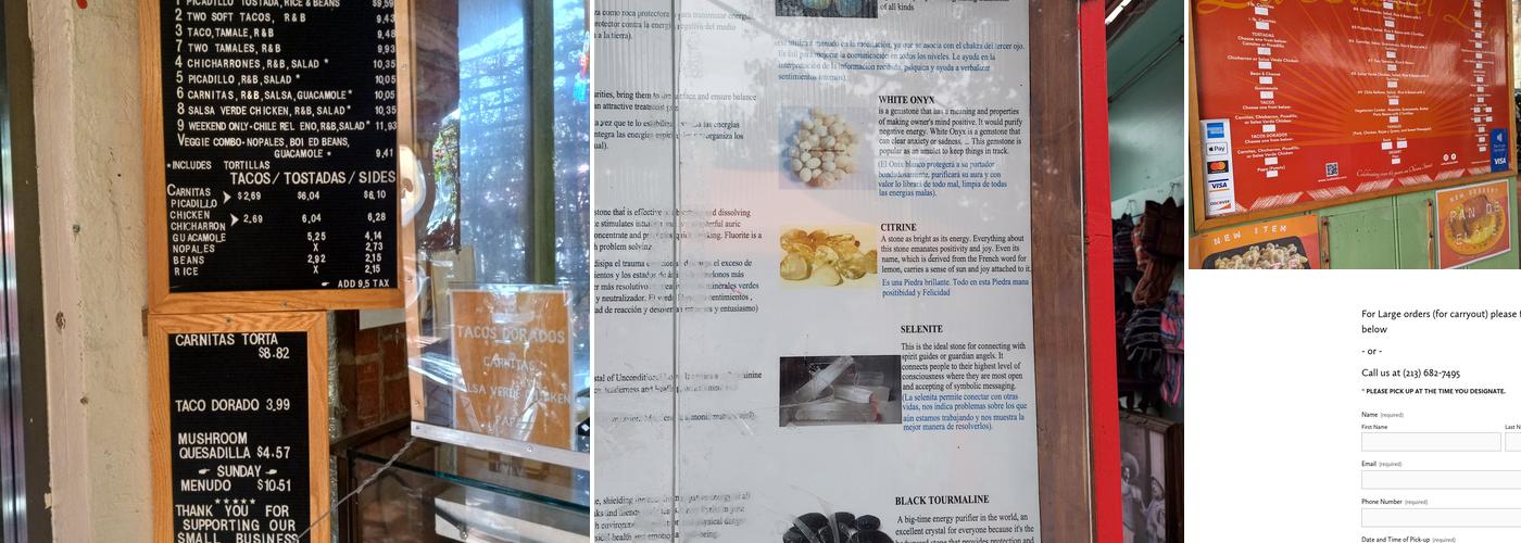 La Luz del Día Restaurant Menu