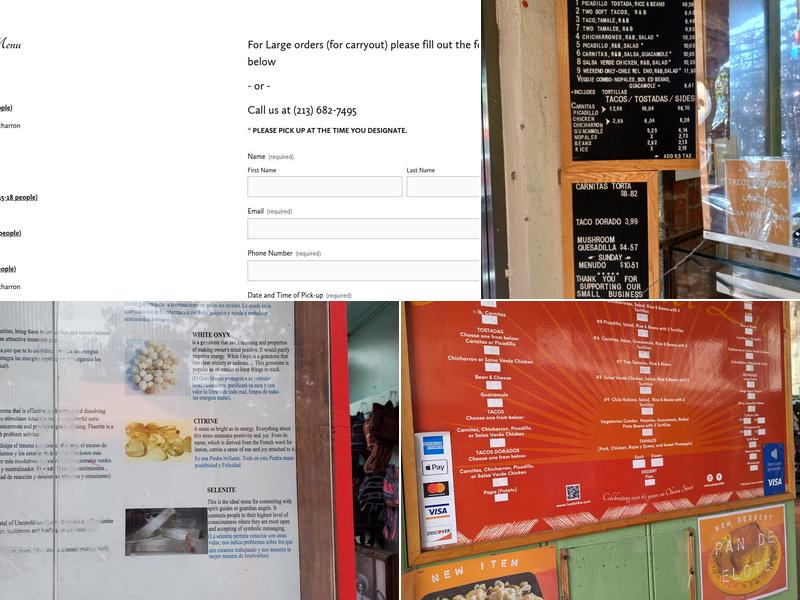 La Luz del Día Restaurant Menu