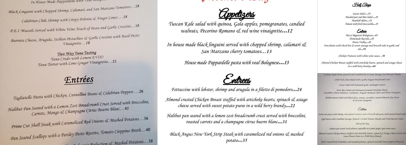 Cafe Testarossa Menu