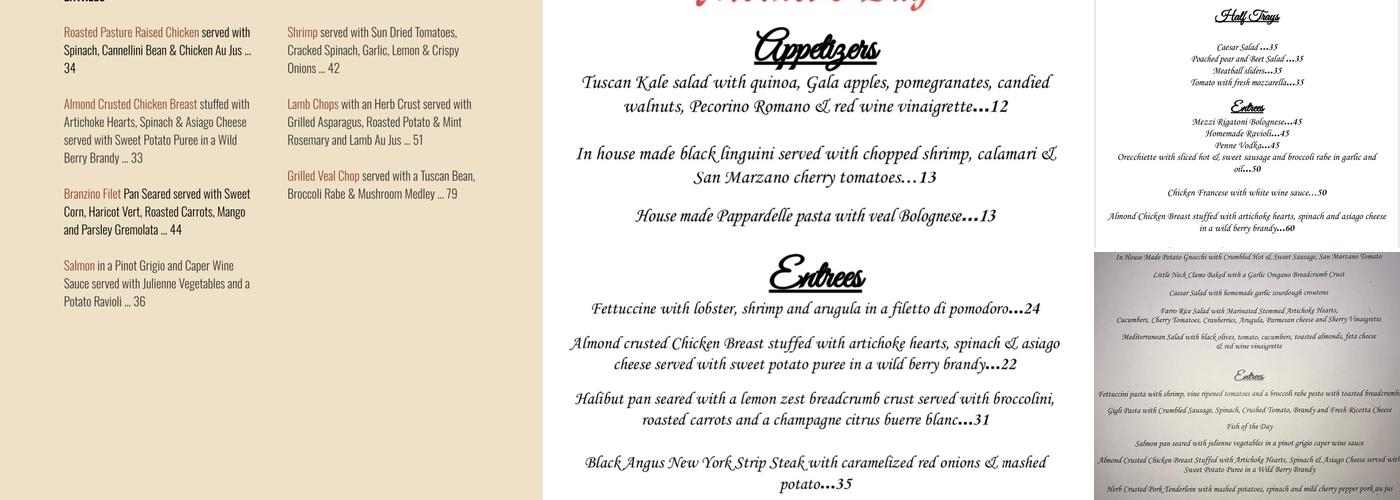 Cafe Testarossa Menu