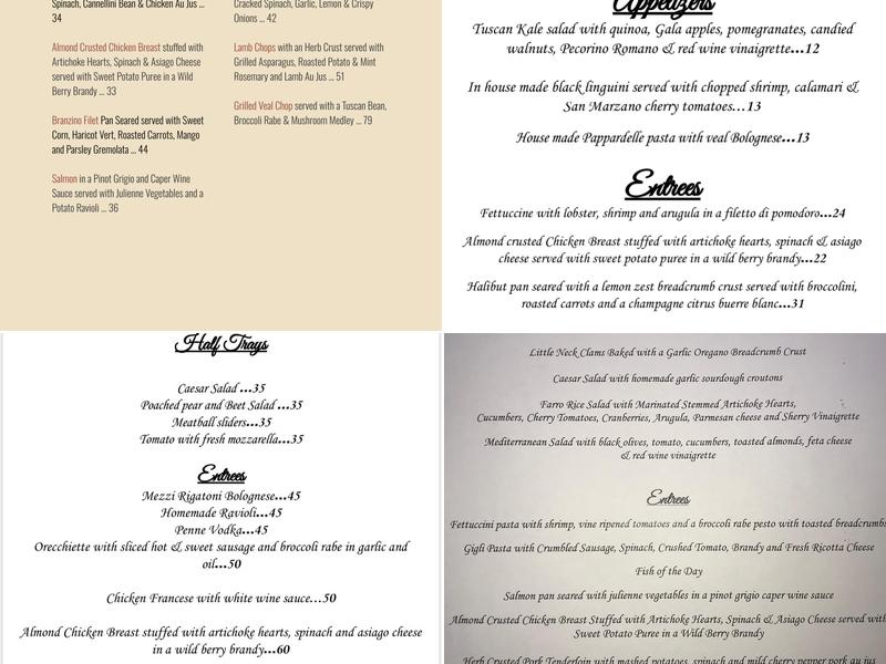 Cafe Testarossa Menu