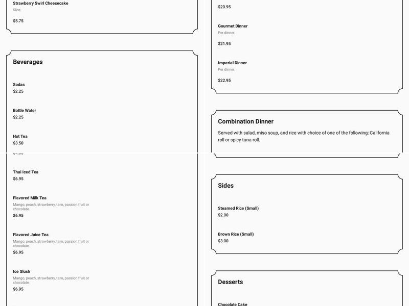 Fu House Chinese Food and Sushi Menu