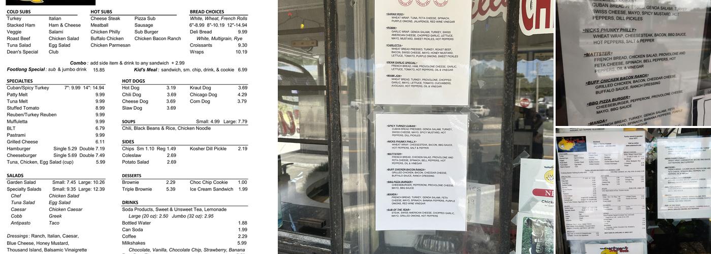 Subs 'n Such Menu