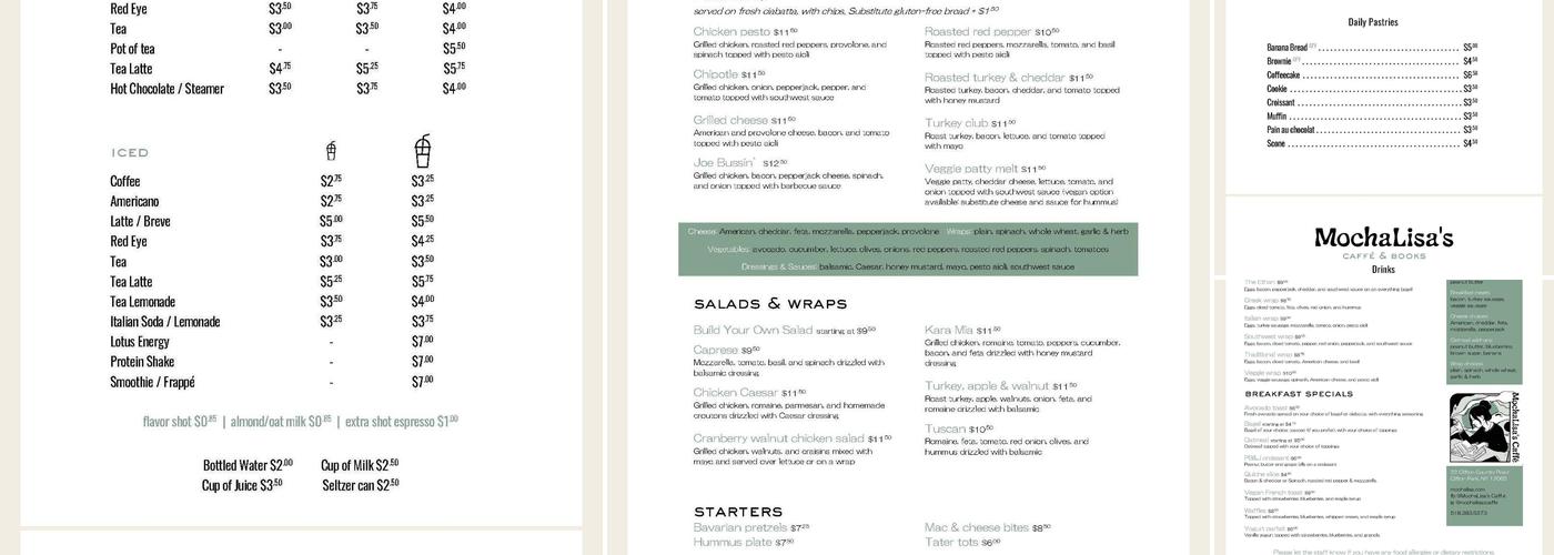 MochaLisa's Caffè Menu