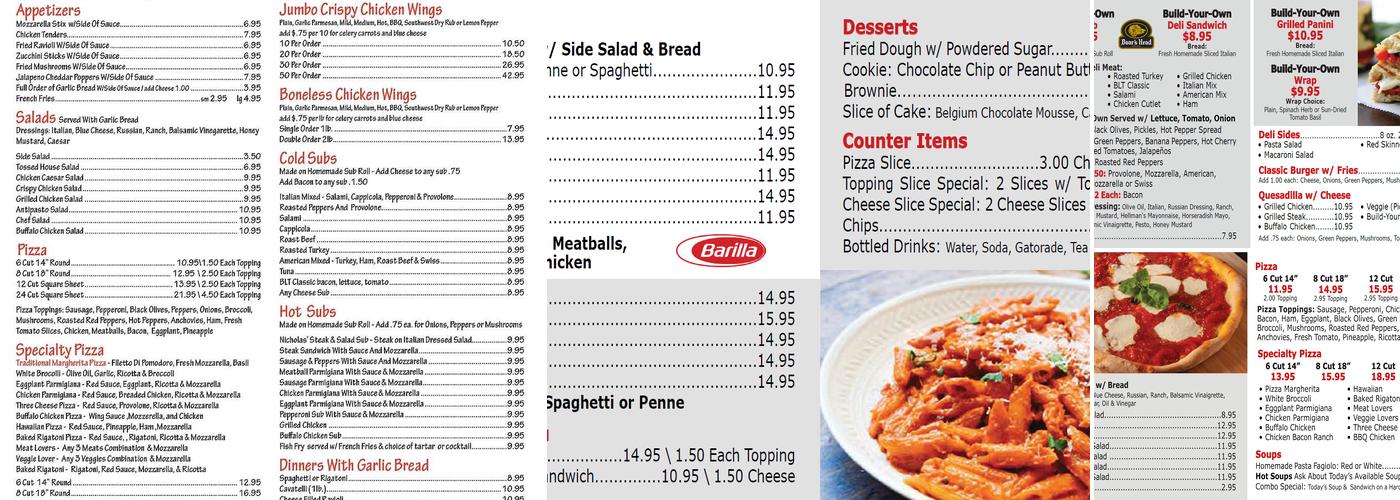 Glenville Pizza and Deli Inc. Menu