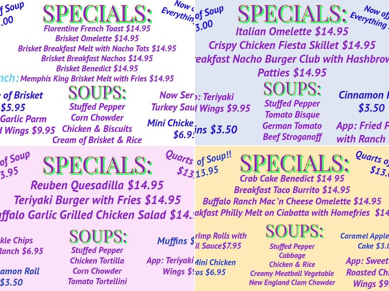 J&T's Family Cafe Menu