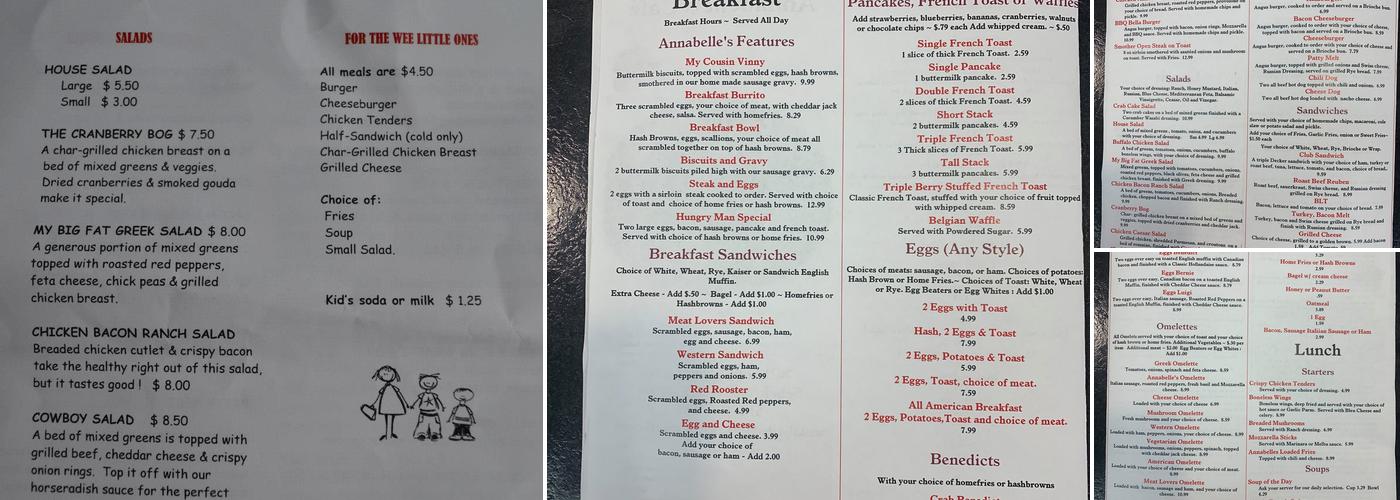AnnaBelle's Cafe Menu