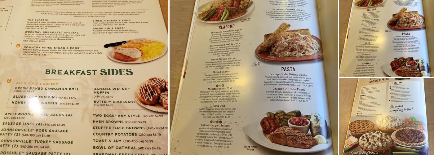 Coco's Bakery Restaurant Menu
