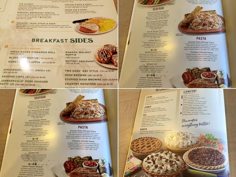 Coco's Bakery Restaurant Menu