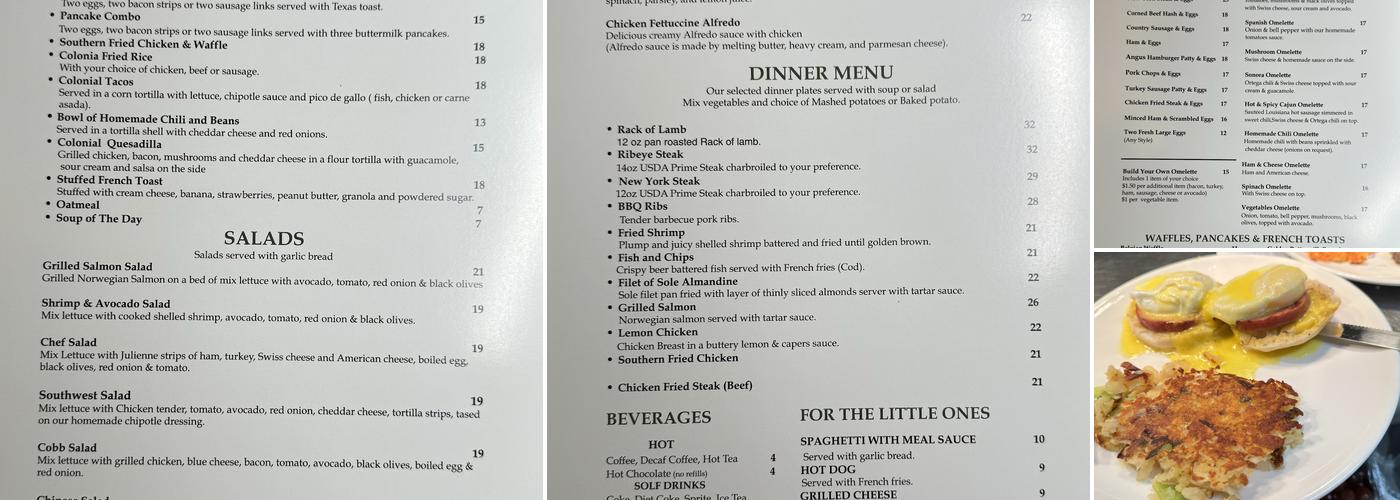 Colonial Kitchen Menu