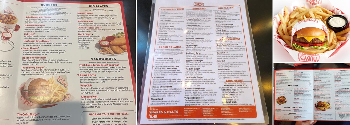 Ruby's Diner Menu