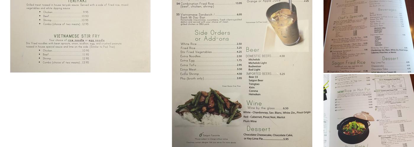Saigon Bistro Menu
