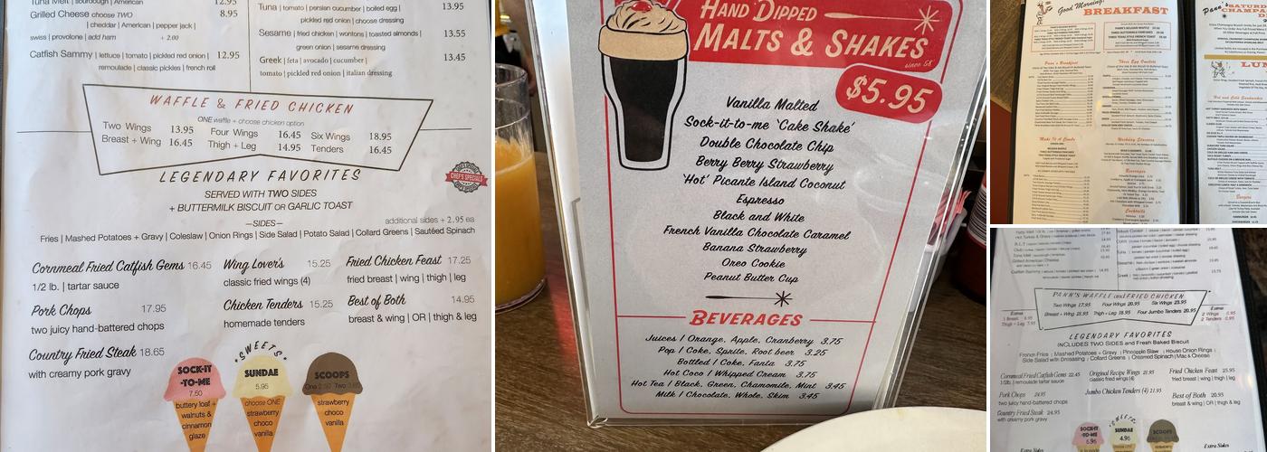 Pann's Restaurant Menu