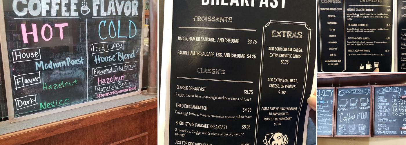 Mitchell's Coffee House Menu