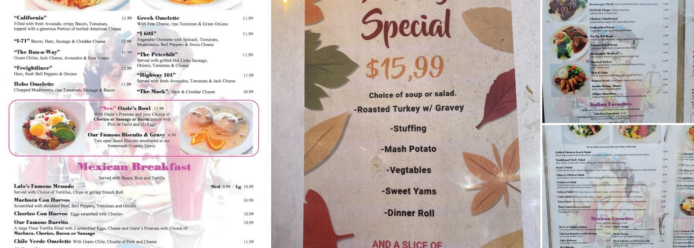 Ozzie's Diner Menu