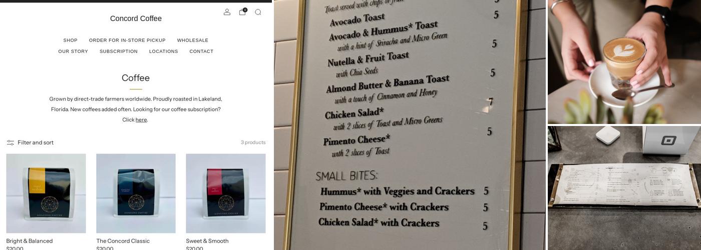 Concord Coffee Menu
