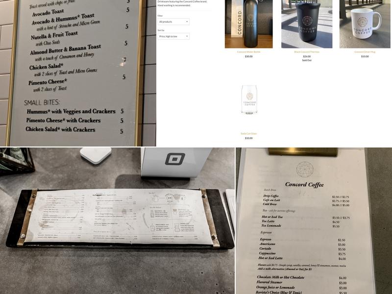 Concord Coffee Menu