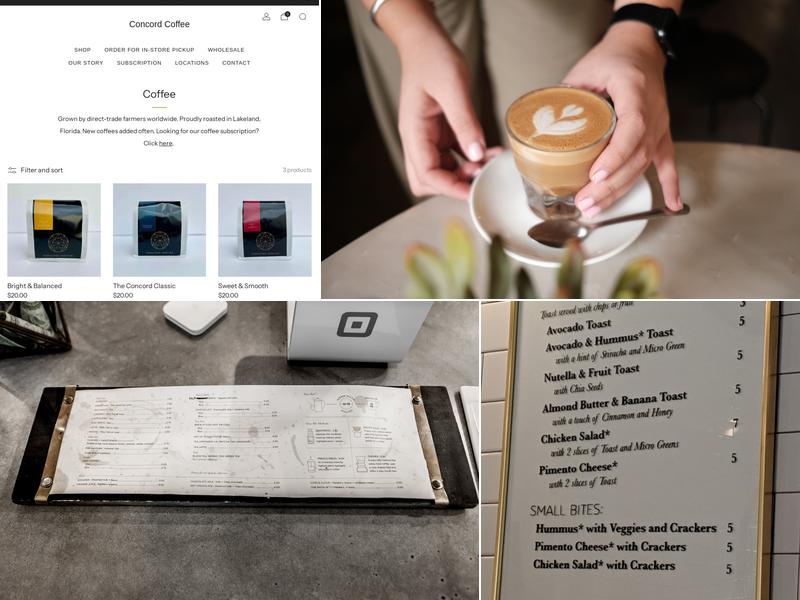 Concord Coffee Menu