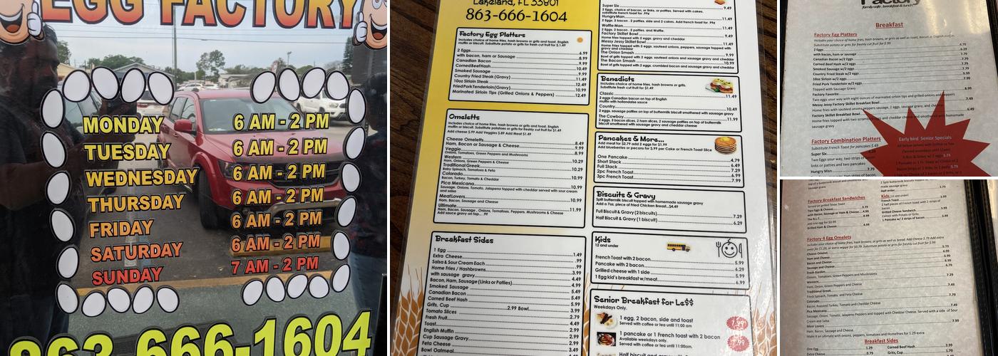 The Egg Factory Menu