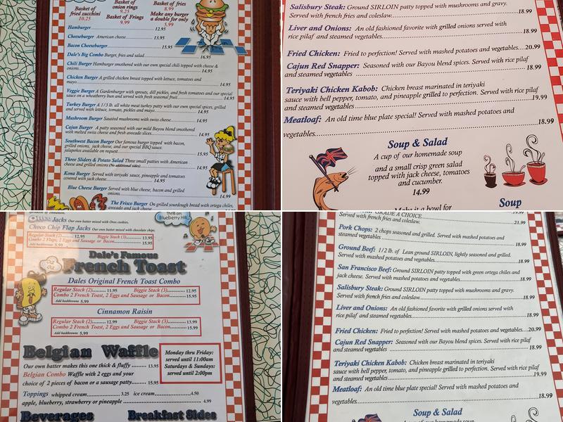 Dale's Diner Menu