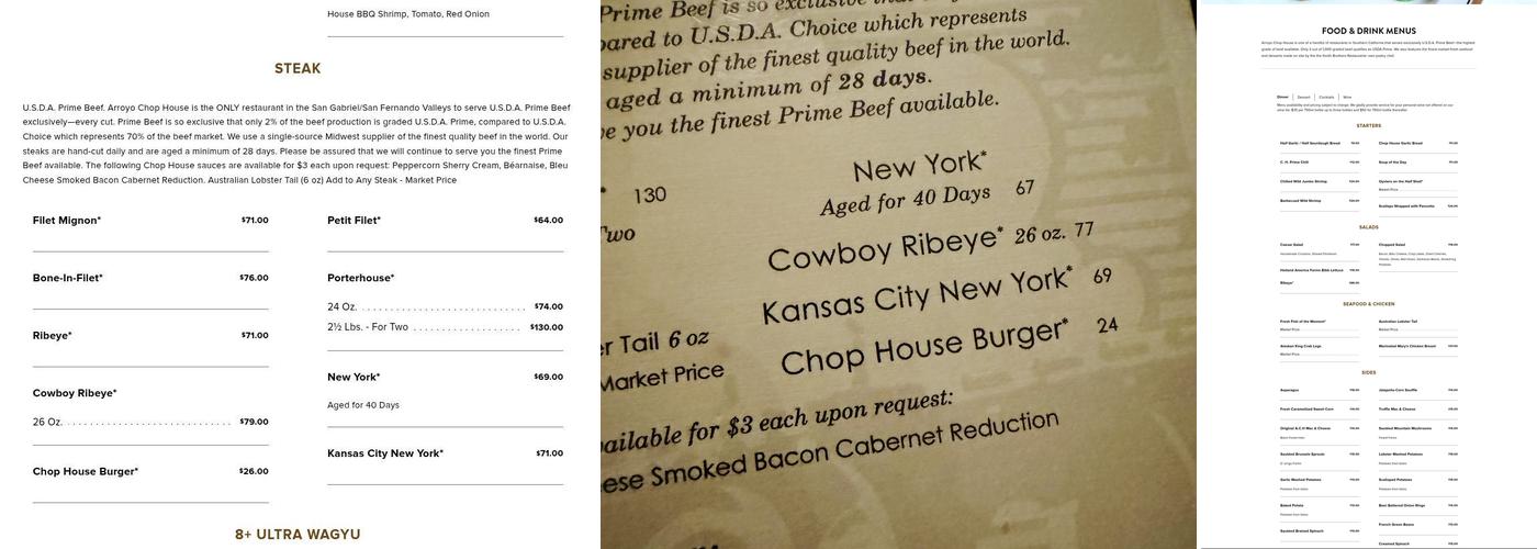 Arroyo Chop House Menu