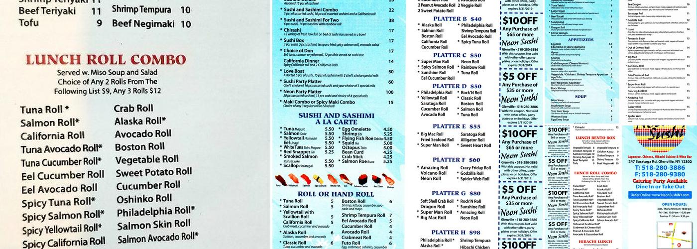 Neon Sushi Menu