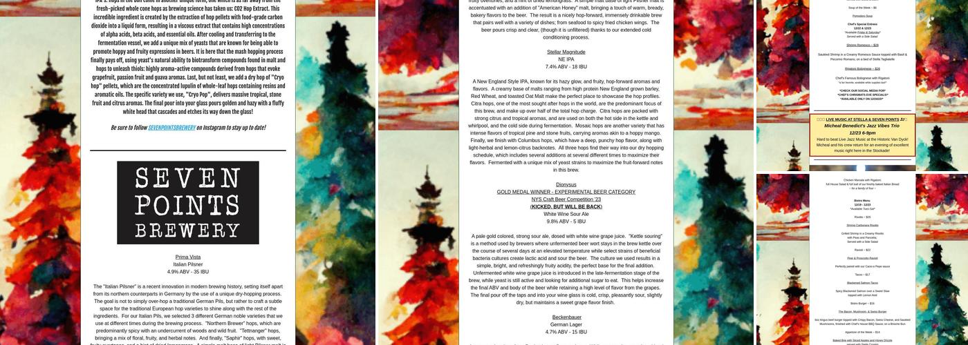 Stella Pasta Bar & Bistro | Seven Points Brewery Menu